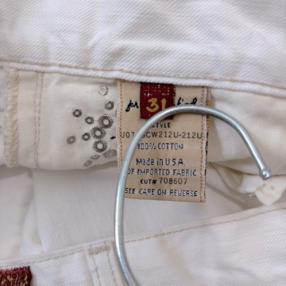 7 For All Mankind Boho Mid Rise Embellished White Denim Preppy flare leg jeans - Picture 6 of 16